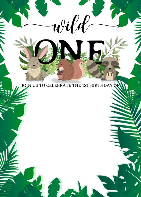 Wild One Invitation Template Free, Safari Invitation Template, Invitation Card Design Birthday, Under The Stars Party, Wild One Invitation, Safari Invitation, Third Birthday Invitations, Safari Invitations, Birthday Invitation Card Template