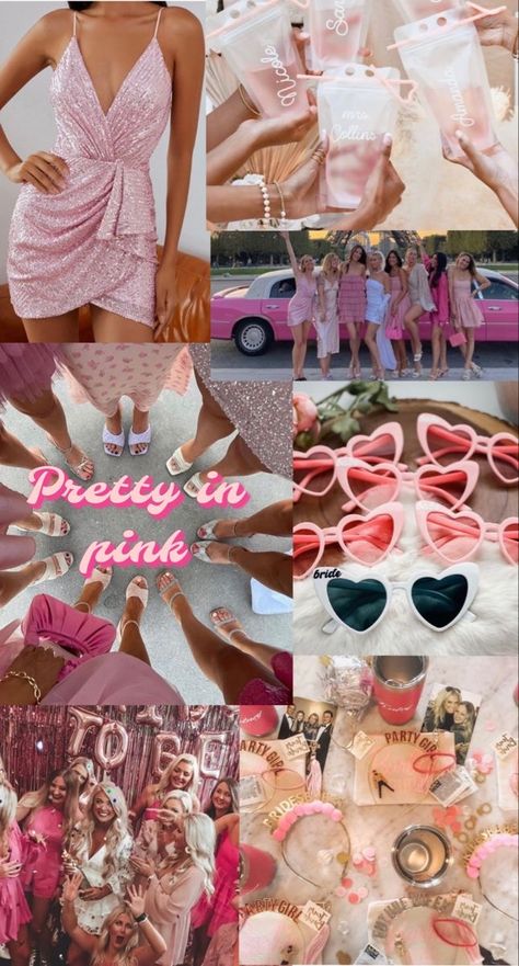 #bachelorette #bachelorettepartyideas #bachelorettepartythemes #wedding #weddingday #girlstrip #party #theme #bride #bridetobe #bridesmaids Themes For Hens Party, Barbie Hens Theme, Pink Glam Bachelorette Party, Bachlorette Outfit Ideas Pink, Boujee Bachelorette Party Themes, Classy Pink Bachelorette Party, Barbie Bachelorette Aesthetic, Bachelorette Party Outfit Charleston, Batchloret Party Ideas Pink