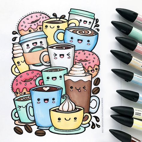 Free Printable – Kawaii Coffee Coloring Page – Indie Crafts Kawaii Coffee, Art Mignon, Colouring Page, Doodle Art Drawing, Cute Doodles Drawings, Cute Doodle Art, Cool Coloring Pages, Doodle Art Designs, Kawaii Doodles