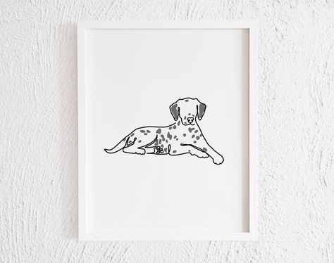 Dalmatian Line Art, Dalmatian Doodle, Dalmatian Tattoo Simple, Dalmatian Drawing, Dalmatian Tattoo, Tattoo Perro, Doodle Wall, Ocean Drawing, Poppies Tattoo