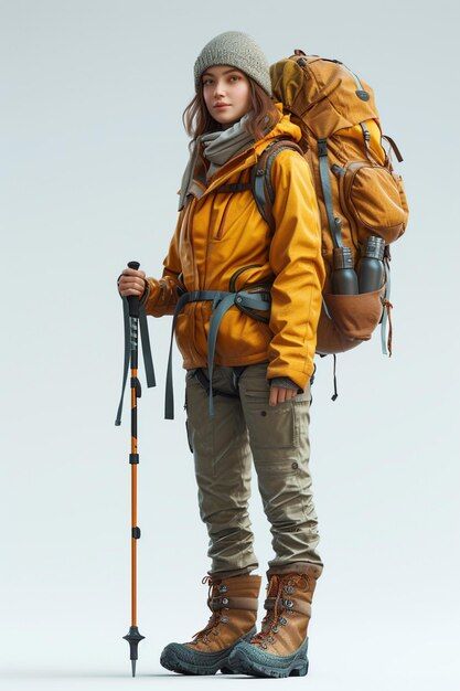 Photo full body character design of hike... | Premium Photo #Freepik #photo Figure Reference, Mountaineering, Full Body, Outdoor Outfit, High Quality Images, Hiking, Concept Art, Character Design, How To Wear