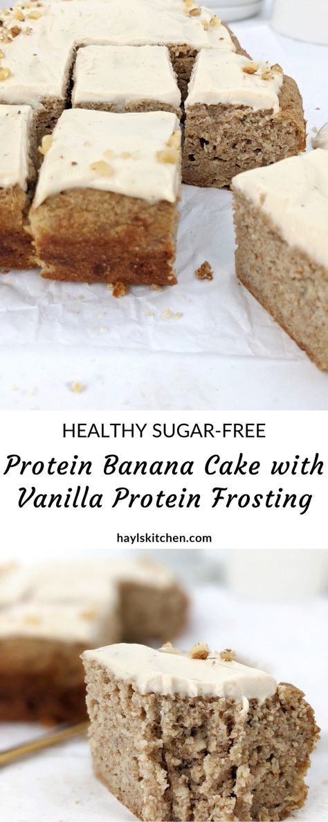 Protein Banana Cake, Protein Powder Icing, Healthy Protein Cupcakes, Dessert Recipes With Protein Powder, Protein Powder Frosting, Baked Goods With Protein Powder, Healthy Protein Baked Goods, Banana Protein Cake, Protein Frosting Recipe