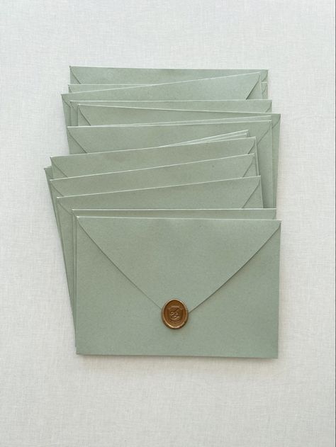 Sage Green Envelope, Green Envelope, Green Envelopes, Wedding 2024, Wedding Invite, Pastel Green, Sage Green, Save The Date, Amber