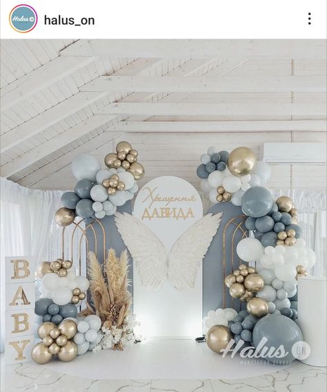 Baby Boy Baptismal Theme Ideas, Christening Decorations Boy, Baby Boy Christening Decorations, Boy Christening Decorations, Aqiqah Decoration, Baptism Backdrop, Baptism Decorations Boy, Christening Themes, Christening Decorations