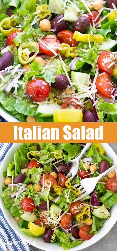 Best Italian Salad, Best Side Salad, Green Salad Recipes Healthy, Lettuce Salad Recipes, Lettuce Recipes, Italian Salad Recipes, Zesty Salad, Homemade Italian Dressing, Dessert Oreo