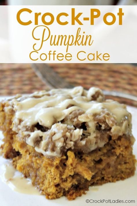 Maple Icing Recipe, Crock Pot Pumpkin, Pumpkin Coffee Cake Recipes, Pumpkin Crockpot, Maple Icing, Pumpkin Coffee Cake, Pumpkin Coffee Cakes, Party Food Dessert, Crock Pot Desserts