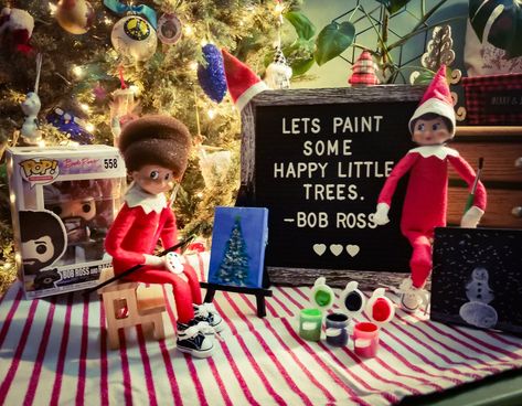 Elf on the Shelf painting. ❤ Elf On The Shelf Painting, Shelf Painting, Elf On Shelf, Bob Ross, Elf On The Shelf Ideas, Shelf Ideas, The Elf, On The Shelf, Elf On The Shelf