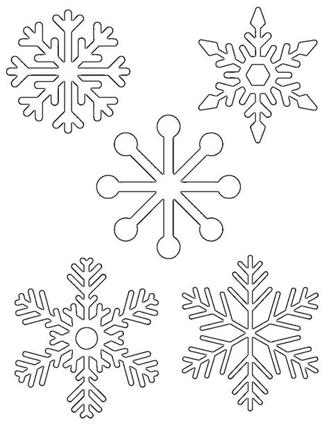 5 small snowflakes on one page to print out for kids activities (tracing, coloring pages, etc) Royal Icing Snowflakes, Snowflake Coloring Pages Free Printable, Snowflake Tracing, Snowflake Cutouts Patterns, Snowflake Printables, Snow Template, Embroidery Snowflake, Printable Snowflake Template, Small Snowflakes