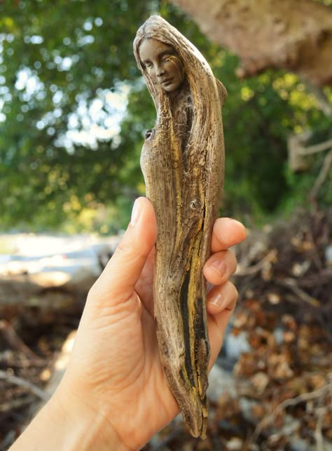 Debra Bernier Sculptures, Multiples Sculpture, Clay And Shells, Debra Bernier, Driftwood Art Sculpture, Wood Carving Art Sculpture, Driftwood Sculptures, Spirit Art Dolls, Wood Carving Faces