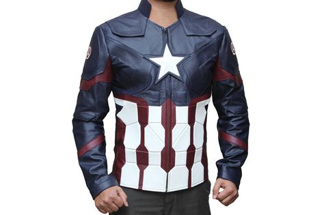 Captain America Civil War Inspired Jacket Chris Evans Avengers, Captain America Leather Jacket, Urban Jacket, Blue Leather Jacket, Captain America Civil, Mens Black Jacket, Chris Evans Captain America, Avengers Infinity, Men's Leather Jacket