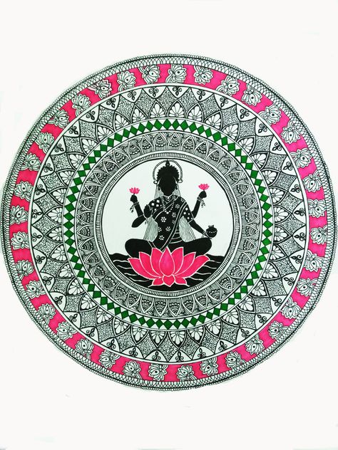 Lakshmi Mandala Art, Laxmi Mata Rangoli Designs, Laxmi Mata, Lakshmi Mata, Emoji Nails, Maa Lakshmi, Water Paint, Colorful Rangoli, Mandala Art Therapy