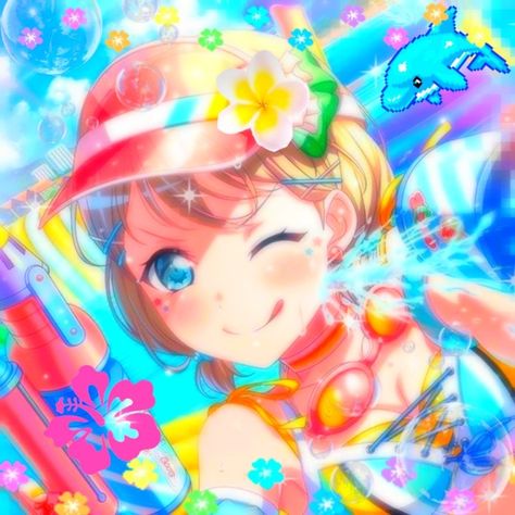 Tropical Gyaru Pfp, Summer Pfp Anime, Tropicalcore Pfp, Summer Pfp Aesthetic, Tropical Pfp, Indie Pfp, Summer Pfp, Google Backgrounds, Tropical Core