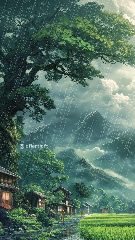 Rainy Mood, Anime Scenery Wallpaper, Environmental Art, Scenery Wallpaper, Anime Background, Anime Scenery, Nature Art, Art Boards, The Wall