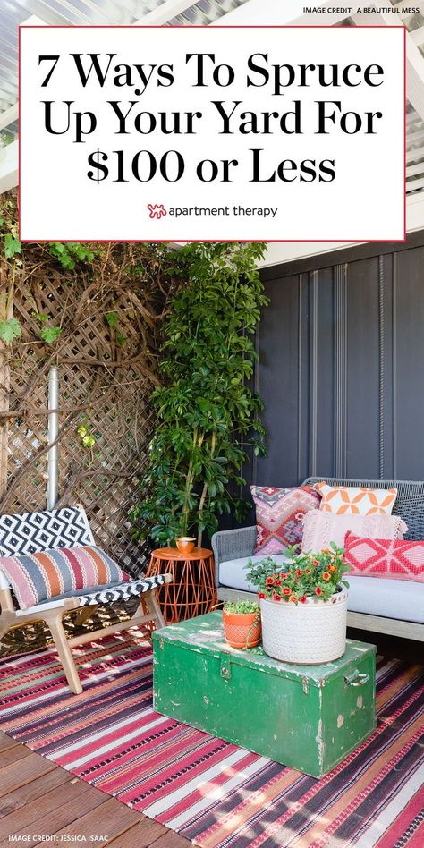 Backyard Patio Designs Boho, Maximalist Patio Decor, Colorful Backyard Patio, Colourful Patio Ideas, Outdoor Rooms On A Budget, Eclectic Patio Ideas, Colourful Outdoor Area, Colorful Outdoor Patio Ideas, Funky Patio Ideas