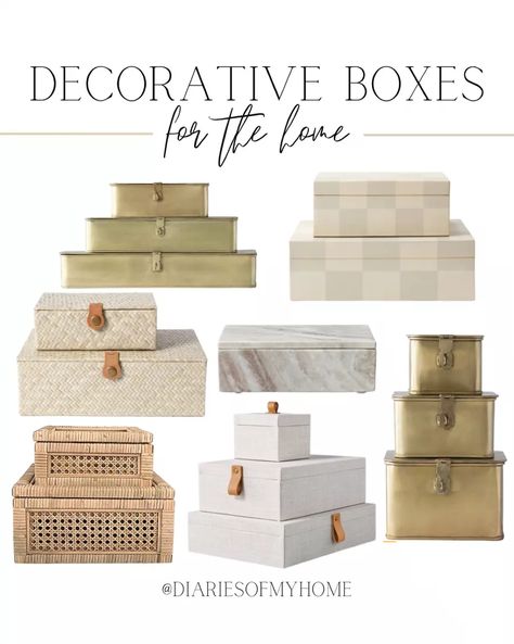 Stackable Boxes Decor, Diy Decorative Boxes With Lid, Decorative Storage Boxes With Lids, Designer Boxes Decor, Decor Box Ideas, Decorative Cardboard Boxes, Bathroom 2023, Top Of Dresser, Fancy Decor