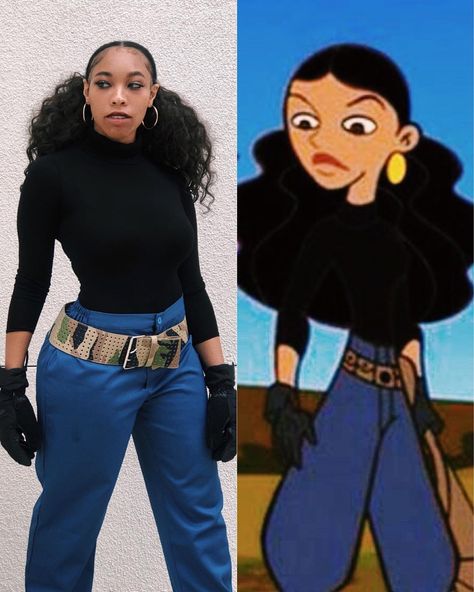 Kiera Please on Instagram: “I thought this might be cute.. do do do doot 🗣✨ ✨✨✨✨✨✨🖤✨✨🖤🖤🖤🖤✨✨🖤🖤Monique from Kim Possible, i did her once before long long ago but i…” Cartoon Characters Cosplay, Costumes For Black Women, Kiera Please, Kim Possible Costume, Cartoon Halloween Costumes, Characters Cosplay, Black Halloween Costumes, Easy Cosplay, Hot Halloween Outfits