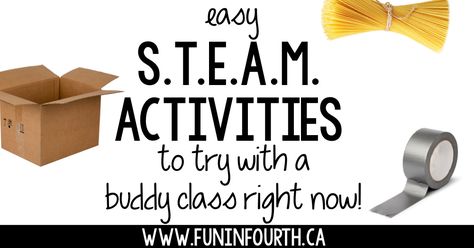 These STEAM challenges are so simple and easy to do! This should work great for students as young as kindergarten with a buddy class helping. Buddy Activities, M Activities, Steam Classroom, Elementary Stem Activities, Easy S, Mathematics Activities, Reading Buddies, Steam Challenges, Teamwork Skills