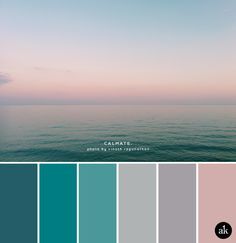 an ocean-sunset-inspired color palette // turquoise, gray, pale pink Bathroom Color Schemes Gray, Ocean Color Palette, Wall Color Schemes, Sunset Color Palette, Turquoise Color Palette, Bathroom Color Schemes, Summer Color Palette, Grey Color Palette, Nature Color Palette