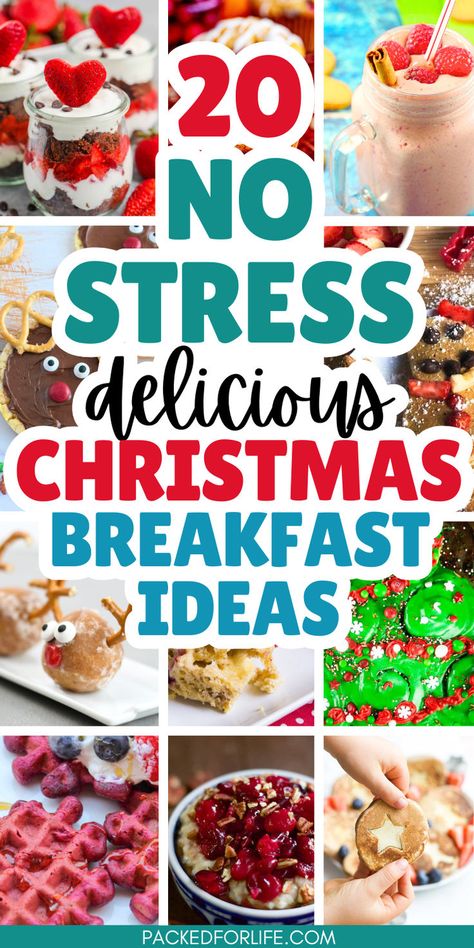 A colorful variety of festive breakfast options including red waffles, cranberry oatmeal, gingerbread pancakes, reindeer donut holes, premade cinnamon bun christmas tree, ideal Christmas food ideas for breakfast and easy Christmas Day breakfast recipes perfect for a no-stress holiday morning. Cute Christmas Breakfast, Easy Christmas Morning Breakfast Ideas, Breakfast Platter Ideas, Christmas Breakfast Charcuterie, Christmas Breakfast Charcuterie Board, Easy Christmas Morning Breakfast, Family Breakfast Table, Breakfast Ideas Kids, Holiday Breakfast Recipes