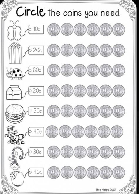 Kindergarten Money Worksheets, Maths Geometry, Money Kindergarten, Counting Money Worksheets, 100 Días De Clases, Money Math Worksheets, First Grade Curriculum, Australian Money, Learning Money