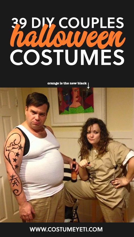 Love these cool DIY couples Halloween costume ideas! Chunky Wife Costume, Plug And Outlet Costume Diy, Couple Diy Costume, Husband And Pregnant Wife Halloween Costumes, Couples Halloween Costume Plus Size, Couples Costumes Pregnant Wife, Scary Couples Costumes, Meme Diy Halloween Costumes, Halloween Costumes Plus Size