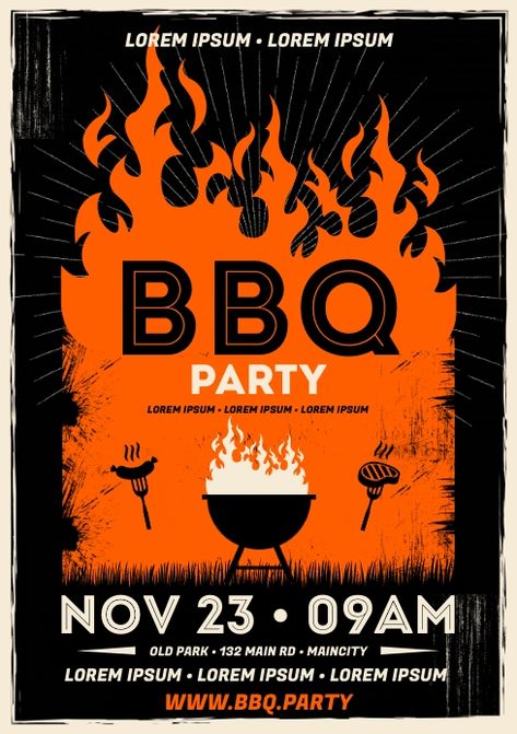 BARBECUE POSTER Cookout Flyer Design, Barbecue Poster Design, Bbq Poster Design Ideas, Barbecue Graphic Design, Sponsorship Flyer Design, Bbq Graphic Design, Bbq Poster Design, Restaurant Posters, Bbq Poster