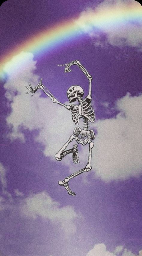 Rainbow Skeleton Wallpaper, Purple Skeleton Aesthetic, Dancing Skeleton Wallpaper, Wallpaper Trippy, Rainbow Skeleton, Skeleton Wallpaper, Wallpaper Hippie, Dope Wallpaper Iphone, Happy Dancing