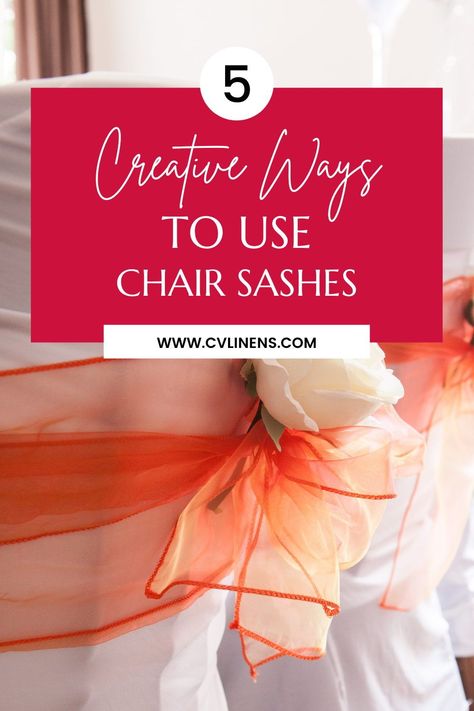 Chair sashes are a simple, inexpensive way to add a pop of color, texture, and fun to your home. Here are a few creative ways to use them. #diy #decor #event #tips #ideas #aesthetic Chair Sash Ideas Wedding, Diy Chair Sashes, Chair Decoration Ideas, Becoming An Event Planner, Fancy Tie, Environmentally Friendly Gifts, Chair Sash, Decor Event, Event Planning Tips