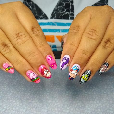 Uñas de dibujos animados Gravity Falls Nails, Nail Art Cartoon, Art Cartoon, Gravity Falls, Gravity, Nail Art, Nails, Art, Nail Arts