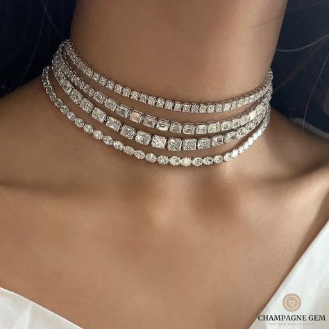 Perls Jewellery, Choker Necklace Designs, Expensive Jewelry Luxury, Diamond Necklace Designs, Colour Stone, Luxe Jewelry, Tennis Chain, Diamond Necklaces, Classy Jewelry