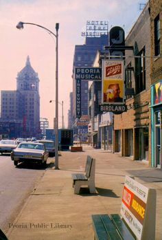 peoria illinois 1970s historical photos | 600 Block Main Street, Peoria, IL - taken from Peoria Public Library ... Pekin Illinois, Usa Street, East Peoria, Peoria Illinois, Front Windows, Three Floor, Street Scenes, Historical Photos, Public Library