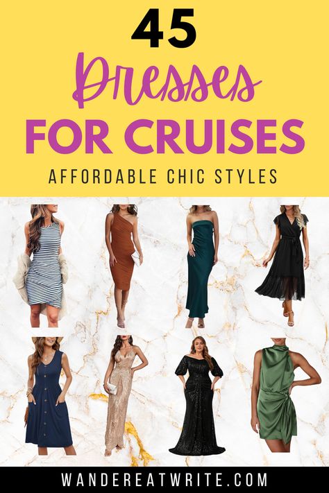 Looking for the best cruise dresses for women? Get the top 45 dresses for cruises for event event on an off the ship, from casual sundresses to cruise dresses for formal night and classy options for women over 50 and plus size // cruise dresses casual | cruise dresses dinner | cruise dress ideas | cruise dressup night | dresses for cruise dinner | dresses for cruise ship Dresses For Cruise Dinner, Formal Cruise Outfits For Women, Cruise Dresses Formal Night, Formal Night On Cruise Dresses, Dresses For Cruise, Cruise Formal Night Outfit Women, Dresses For Cruises, Night Outfits Plus Size, Cruise Dresses