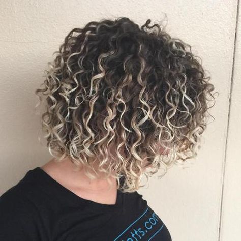 Curly Brown Bob With Highlights Afro Look, 3a Curly Hair, Ombre Curly Hair, Highlights Curly Hair, Blonde Balayage Highlights, Curly Hair Photos, Naturally Curly Hair, Blonde Curly Hair, Colored Curly Hair