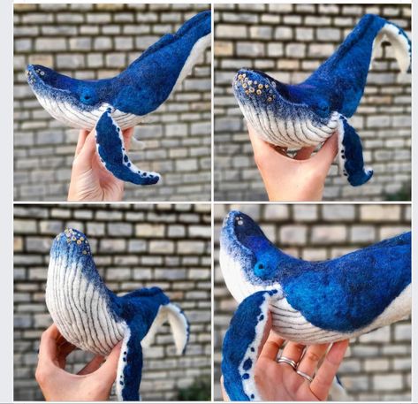 Felted Fish, Felted Whale, Needle Felted Seahorse, Needle Felt Whale, Ocean Needle Felting, Whale Felt Ornament, Needle Felting Diy Tutorials, Felt Fish, Needle Felting Diy