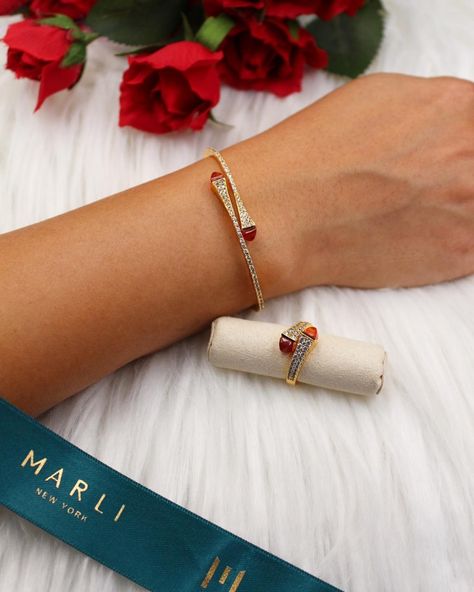 Marli Bracelet, Marli Jewelry, Red Rings, Belly Dance, Ring Bracelet, Red Roses, Gold Bracelet, Fine Jewelry, Bangles