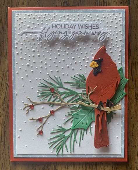 Cardinal Christmas Cards Handmade, Handmade Christmas Cards Ideas Creative, Honeybee Cards, Cardinal Christmas Cards, Fancy Christmas Cards, Cardinal Cards, Toile Christmas, Holiday Birds, Cardinal Christmas