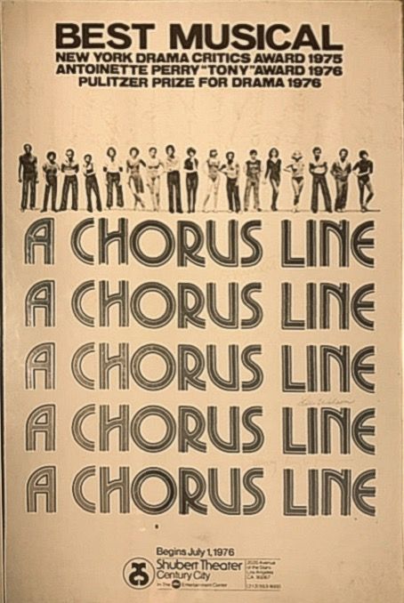 Promotional Flyer for the 1976 Premiere Los Angeles Production of "A Chorus Line" at the (now demolished) Shubert Theatre. Musical Theatre Posters, Background For Zoom, Musical Background, Broadway Posters, Chorus Line, Theatre Posters, A Chorus Line, Play Poster, Gold Poster