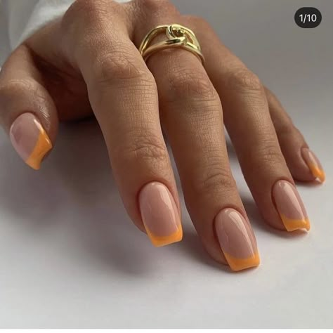 Orange Acrylic Nails, Smink Inspiration, Cute Gel Nails, Shellac Nails, Summer Acrylic Nails, Short Acrylic Nails Designs, Minimalist Nails, Chic Nails, French Tip Nails