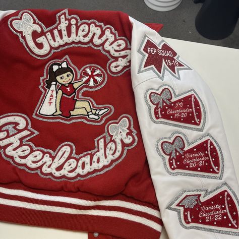 Dance Varsity Jacket, Cheerleading Letterman Jackets, Dance Letterman Jacket, Varsity Cheer Jacket, Cheer Varsity Jackets, Cheer Jackets Designs, Cheer Letterman Jacket Ideas, Cheer Letterman Jacket, Leatherman Jacket