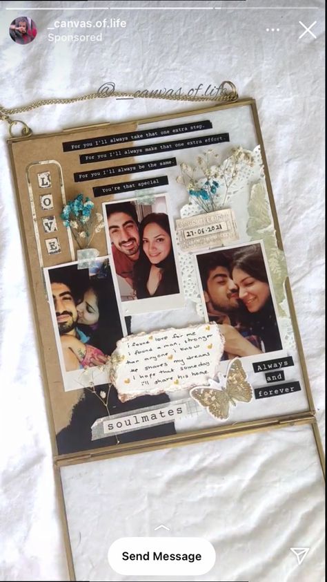 Vintage Photoframe Ideas, Vintage Photo Frames Diy, Vintage Frames Ideas, Scrapbook Frame Ideas, Glass Frame Ideas, Journal Photo Frame, Photo Frame Ideas Handmade, Photo Frame Ideas, Anniversary Scrapbook