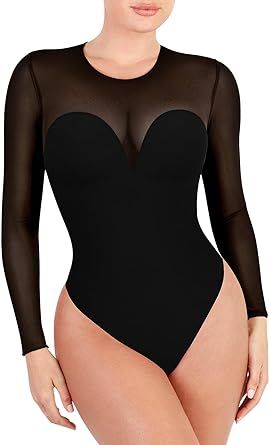 Popilush Shapewear Bodysuit For Women Tummy Control Long Sleeve Thong Bodysuit With Built In Bra Winter Outfits For Women Tops Winter, Winter Outfits For Women, The Perfect Girl, Body Suits, Shapewear Bodysuit, Wardrobe Pieces, Women's Shapewear, Winter Tops, Lace Tank Top