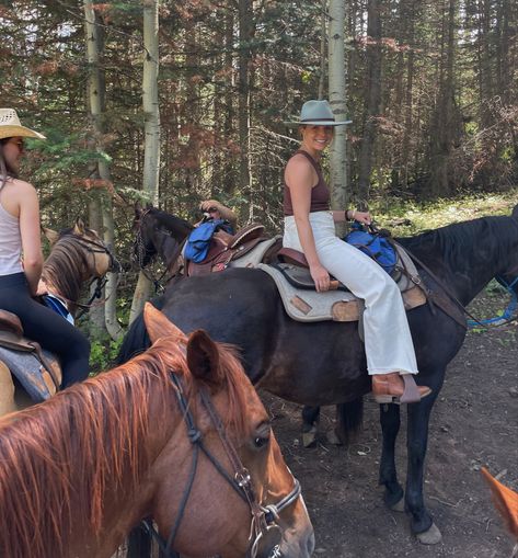 Horseback riding Park City Horseback Riding Bachelorette Party, Bachelorette Horseback Riding, Save A Horse Ride A Cowboy Bachelorette, Horseback Riding In The Mountains, Horse Trail Ride, Camping With Horses Trail Riding, Camp Lucy, Horseback Riding Outfits, Cabin Trip