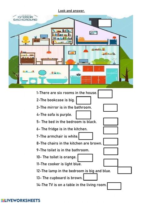 Furniture online activity for Grade 2. You can do the exercises online or download the worksheet as pdf. Things In The House Worksheet, House Worksheet, Rooms In A House, House Vocabulary, Big Lamp, English Worksheet, Basic English, Listening Comprehension, Sentence Writing