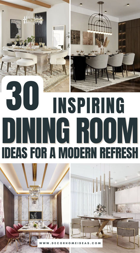 Elevate your dining space with these 30 chic ideas designed to bring contemporary style to any home. From sleek furniture and trendy color palettes to eye-catching décor and lighting options, these ideas will help you create a dining room that feels both sophisticated and welcoming. Ready to refresh your space? Dive in for all the inspiration you need! Beautiful Modern Dining Rooms, Nice Dining Room Ideas, Industrial Chic Dining Room, Dining Room With High Ceilings, Dining Room Decor Modern Classy Chic, Modern Kitchen And Dining Room Ideas, Updated Dining Room Ideas, Modern Dining Room Ideas Interior Design, Dinning Room Furniture Design