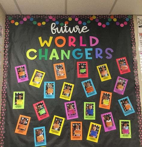 One of my favorite boards every year! I take a picture of the kids on the first day and ask them what they want to be when they grow up. I… Future World Changers, Classroom Decoration Ideas, Diy Classroom Decorations, Preschool Bulletin, Preschool Bulletin Boards, Back To School Bulletin Boards, Classroom Board, Future World, Diy Classroom