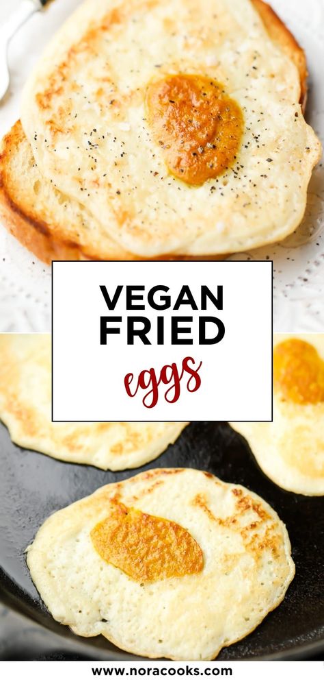 Vegan Fried Egg, Nora Cooks Vegan, Vegan Deviled Eggs, Fried Egg Recipes, Fry Egg, Veg Breakfast, Nora Cooks, Vegan Brunch Recipes, Just Egg