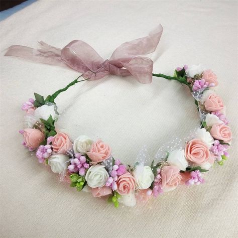 Women's Flower Wreath with Colorful Bow Price: $14.40 & FREE Shipping Women's Flower Wreath with Colorful Bow #gym #nutrition https://wowbeautylab.com/womens-flower-wreath-with-colorful-bow/ Flower Jewellery For Haldi, Silk Flower Crown, Bridal Hair Bands, Flower Jewelry Designs, Săpunuri Handmade, Baby Flower Crown, Headwear Fashion, Wedding Bridal Hair, Diy Flower Crown