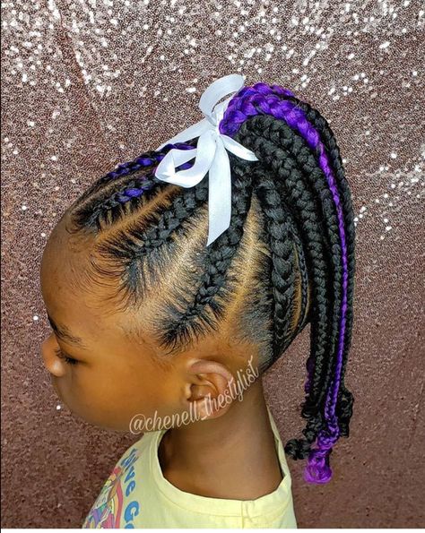 Kiddie Braided Ponytail, Girls Braided Ponytail Hairstyles Black, Little Black Girls Braided Hairstyles For Kids Ponytail, Hairstyles For Little Black Girls Easy Braided, Feed In Ponytail Kids, Little Kids Braided Hairstyles Black, Kids Braided Ponytail With Curls, Braided Into Ponytail Hairstyles, Kids Feed In Ponytail