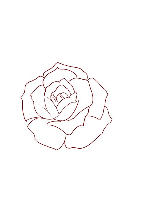 White Rose Drawing Simple, Roses Simple Drawing, Rose Flower Drawing Simple, Simple Rose Drawing Outline, Rose Tattoo Reference, Easy Rose Tattoo, Roses Drawing Simple, Roses Drawing Easy, Rose Simple Drawing