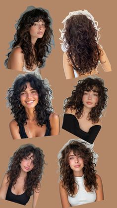 Curly haircuts are all about celebrating your texture and finding a style that complements your face shape. Permanent Perm Hair, Feather Bangs Curly Hair, Layered Hairstyles For Curly Hair, Curly Hair Choppy Layers, Pin Curl Perm Medium Hair, Curly Rockstar Haircut, Curly Wavy Hair Layers, Face Framing Layers For Wavy Hair, 2c Shag Haircut